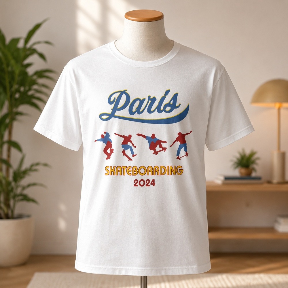 Goodie Two Sleeves Paris Skateboarding 2024 White Graphic T-Shirt Mens Large NWT